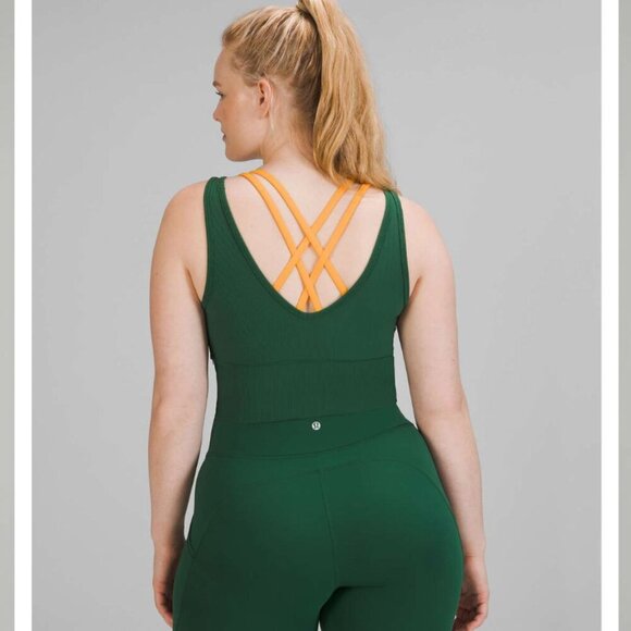 Lululemon Power Pivot tank top in everglade green ribbed size 10 - Picture 5 of 11